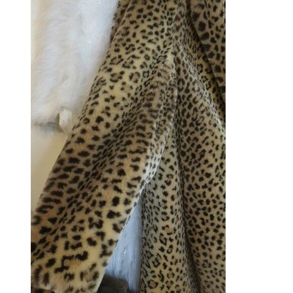 Vintage David Leinoff Mob Wife Old Money Faux Fur Leopard Print Swing Coat Sz 12 - Picture 3 of 10